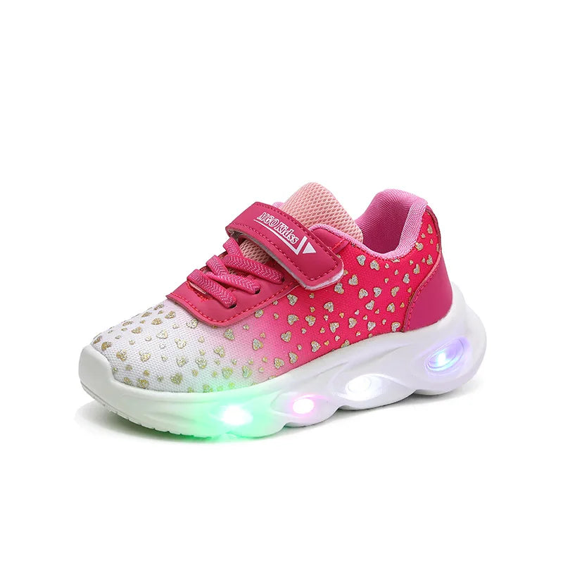 Kids' Casual Shoes Children Led Light Spring Outdoor Sneakers For Breathable Anti-slip Black  Blue Pink Size 21-30