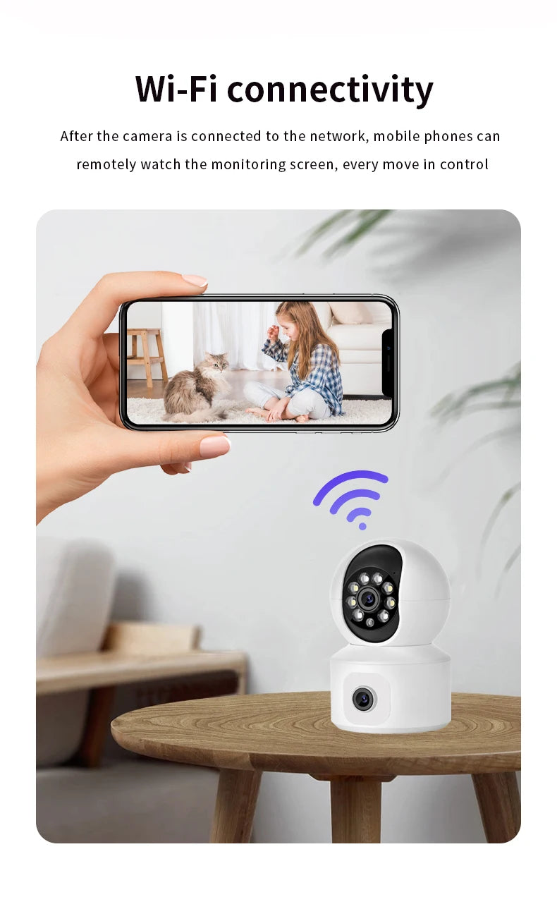 Home Security Camera 1080P Dual Lens WiFi Indoor Outdoor Night Vision Motion Detection Two Way Audio Waterproof Cloud Storage