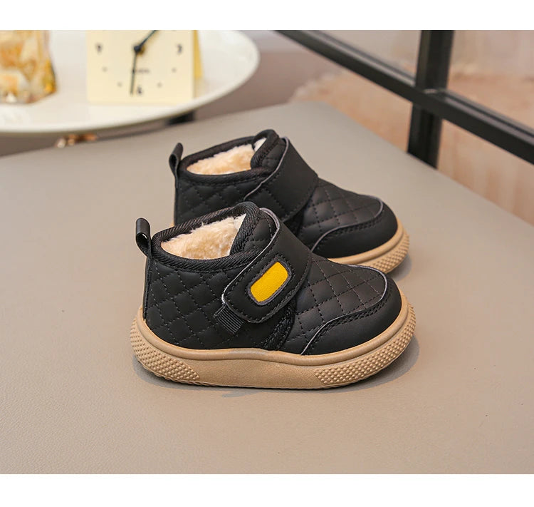 Kids'Casual Shoes Ankle Boots PU Leather Water-Resistant Winter Shoes For Children Anti-slip Warm Pink Black Shoes Size 21-31