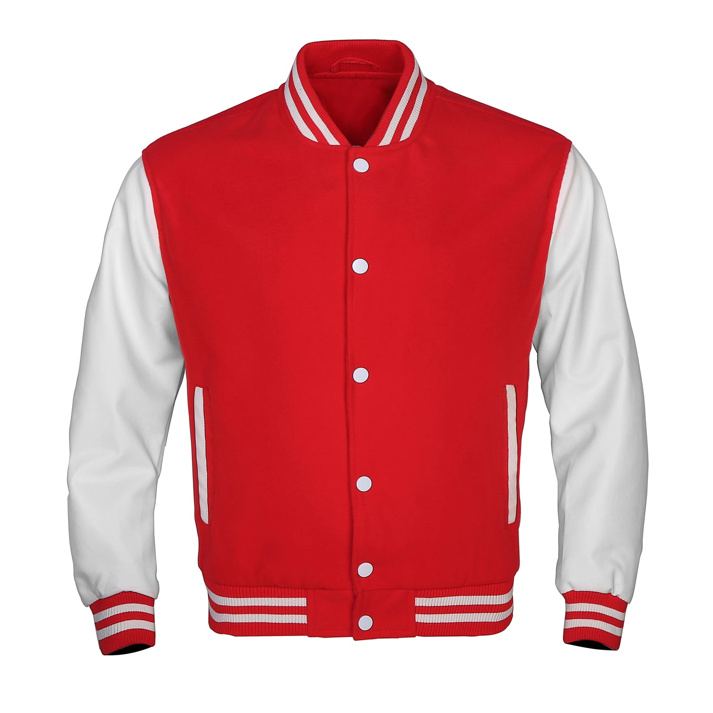 Autumn Red Black Casual Leather Sleeves Wool Unisex University Baseball Letterman Varsity Men  Jackets