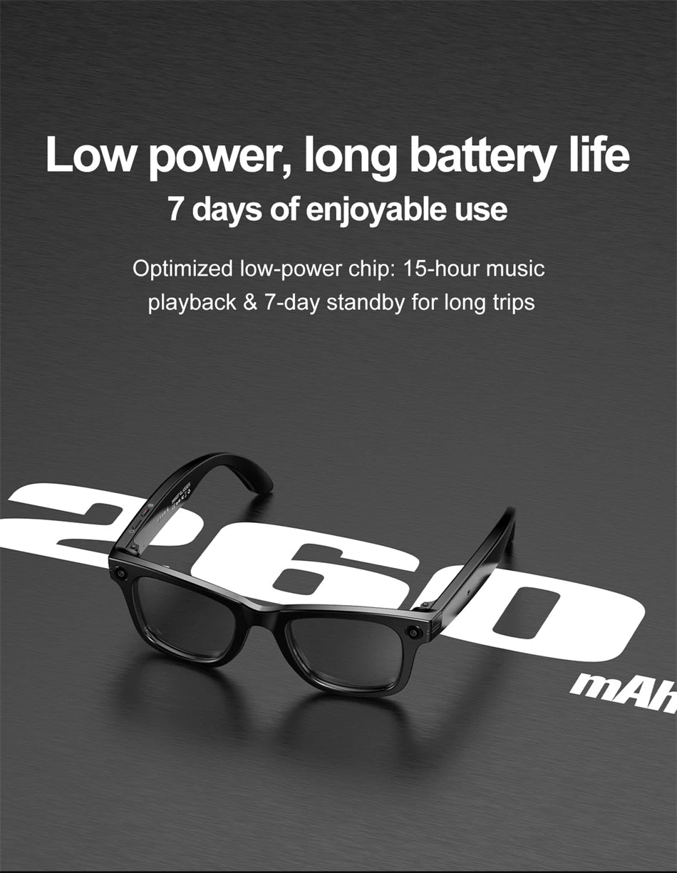 LIGE AI Smart Glasses with Camera Sunglasses 100W Camera Video Recorder Wireless Bluetooth Call Anti-blue Glasses for Man Women