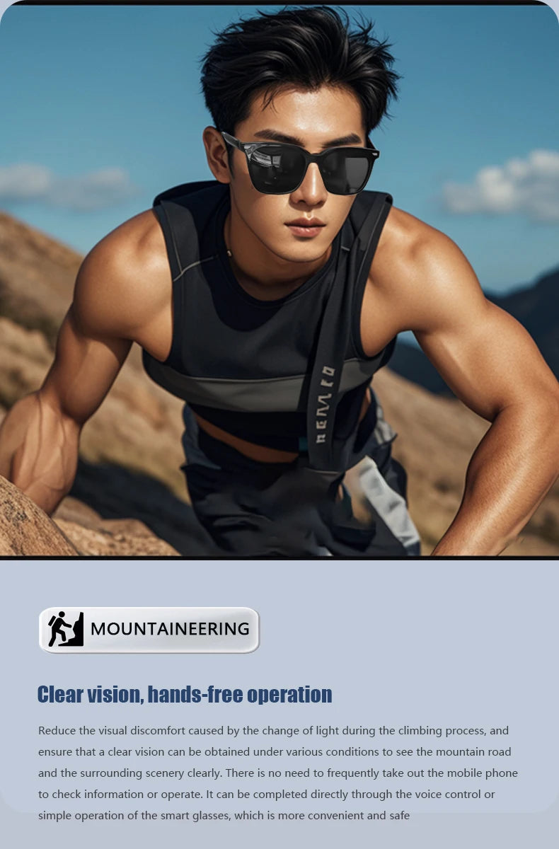 Smart Glasses With Automatic Adjustment Wireless Bluetooth Headset Outdoor Cycling Sunglasses Man Woman Waterproof Smart Glasses