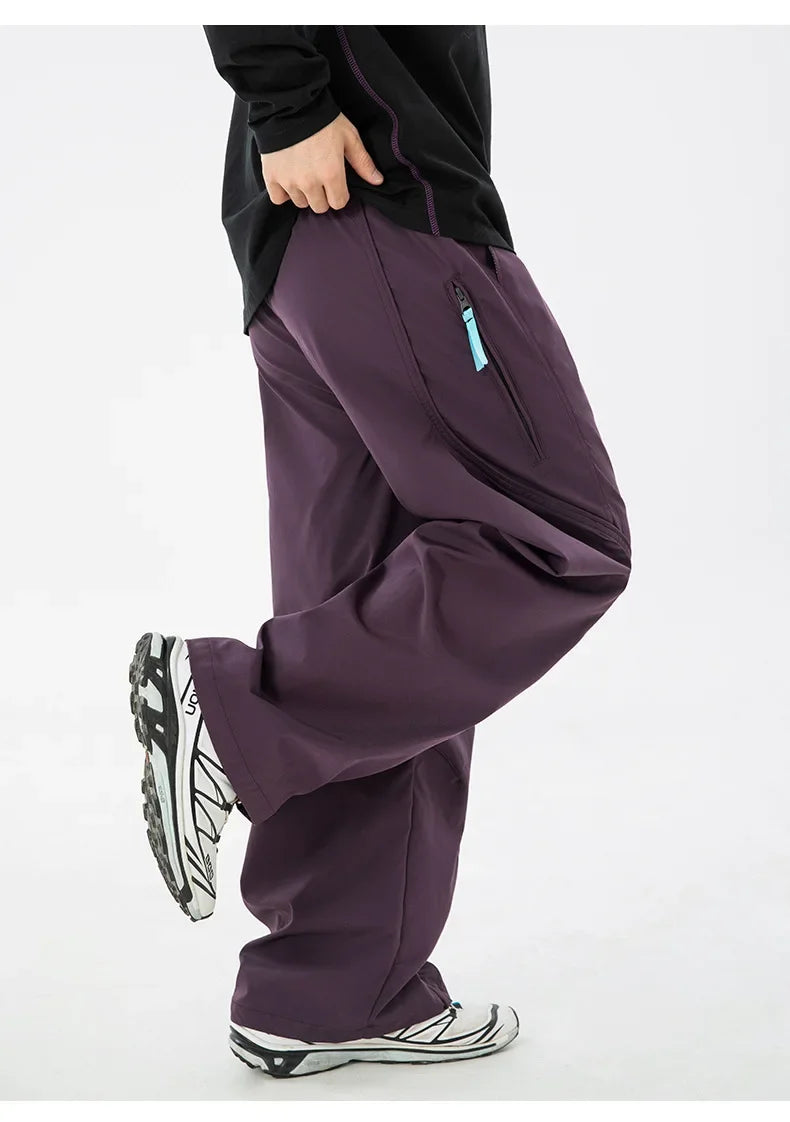 TFETTERS Autumn New Zipper Pocket Men Pants Drawstring Elastic Waist Pants Men Fashion Stitching Design Trouser for Men Clothes