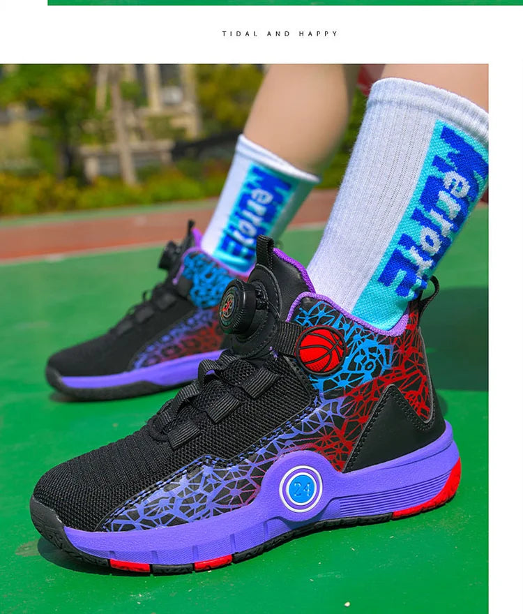 Children Basketball Shoes Original Design 2024 New Indoor Field Training Sports Shoes Comfortable Boy Basketball Shoes for Kids
