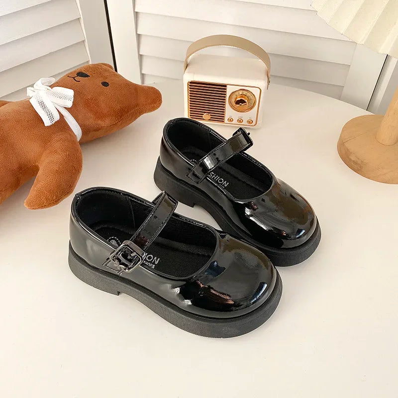 Children Leather Shoes 24-35 Slip-on Round Toe School Sweet Kids Casual Shoe 2025 New Girl's Laofers Pearl Morden Three Colors