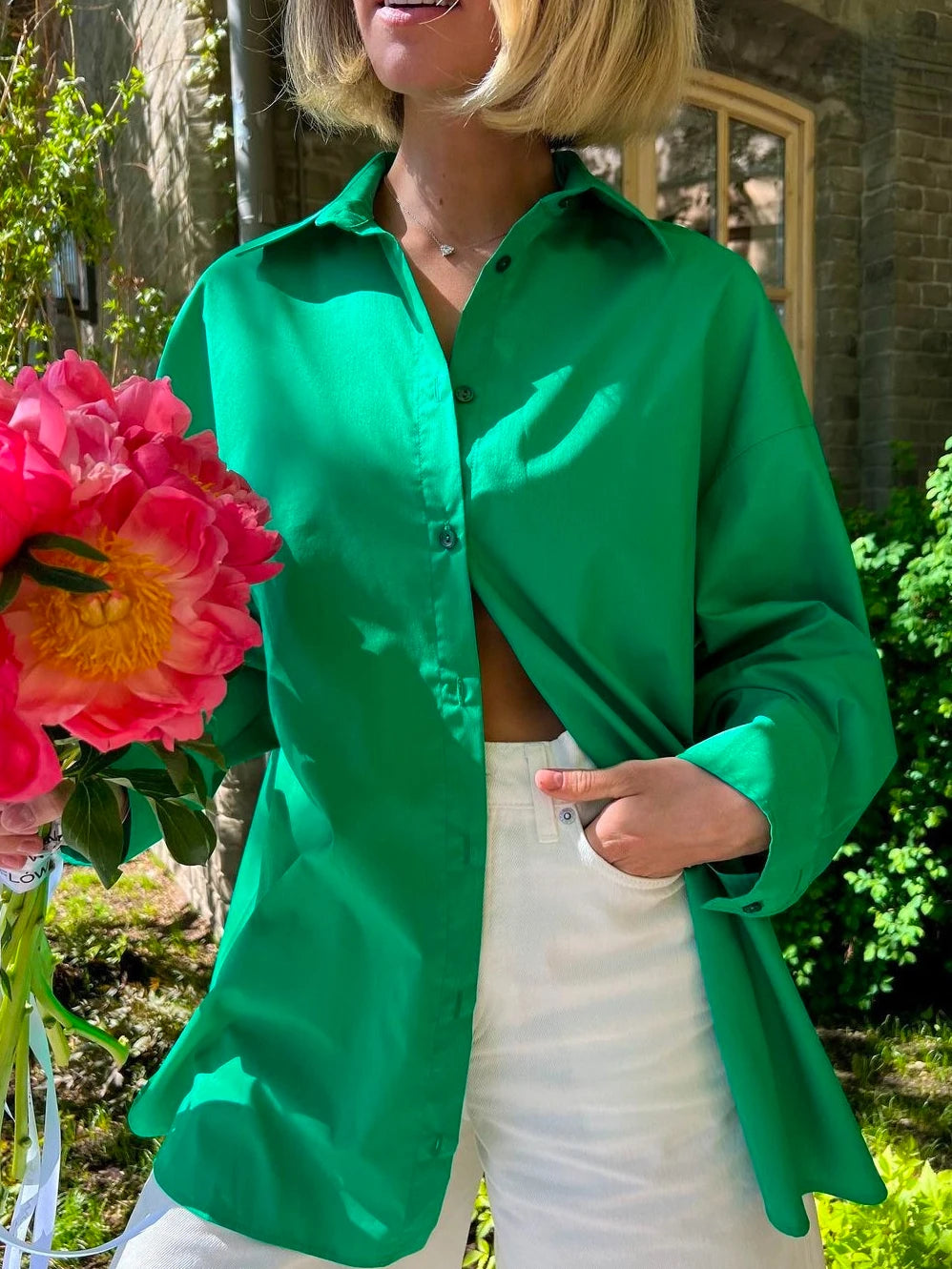 100% Cotton Shirts for Women 2025 Casual Loose Fashion Long Sleeve White Shirt Single Breasted Design Elegant Blouse for Women