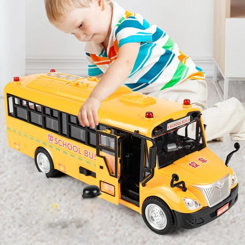 Kids Simulation Large School Bus Inertial Toys Lighting Car Model Interactive Educational Toys for Kids Birthday Christmas Gift
