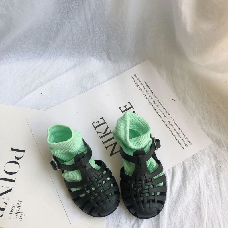 Kids Shoes Summer Sandals Baby Girls Toddler Soft Non-slip Princess Shoes Kids Candy Jelly Beach Shoes Boys Casual Roman Sandals