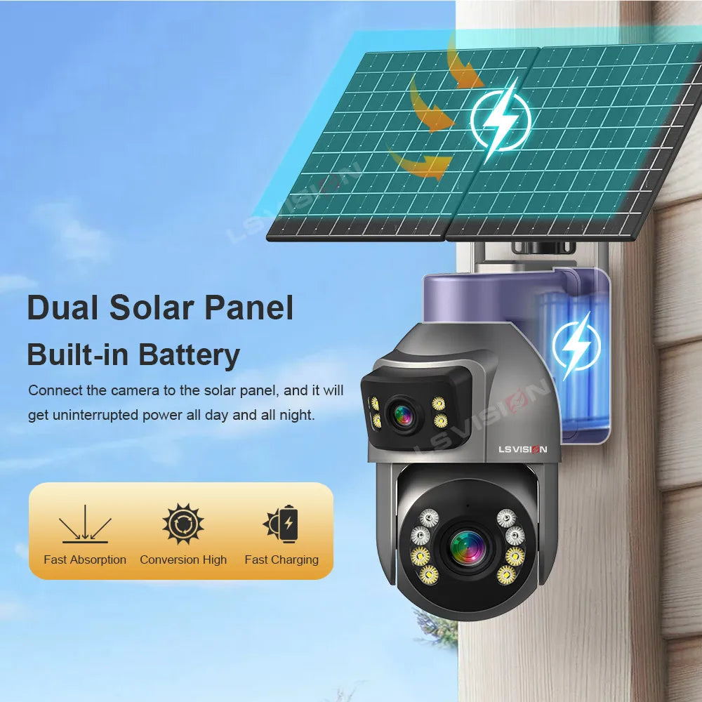 LS VISION 4G WiFi Solar Powered CCTV Camera AOV 7/24 Network Home Security AI Popular Outdoor Solar Network Camera