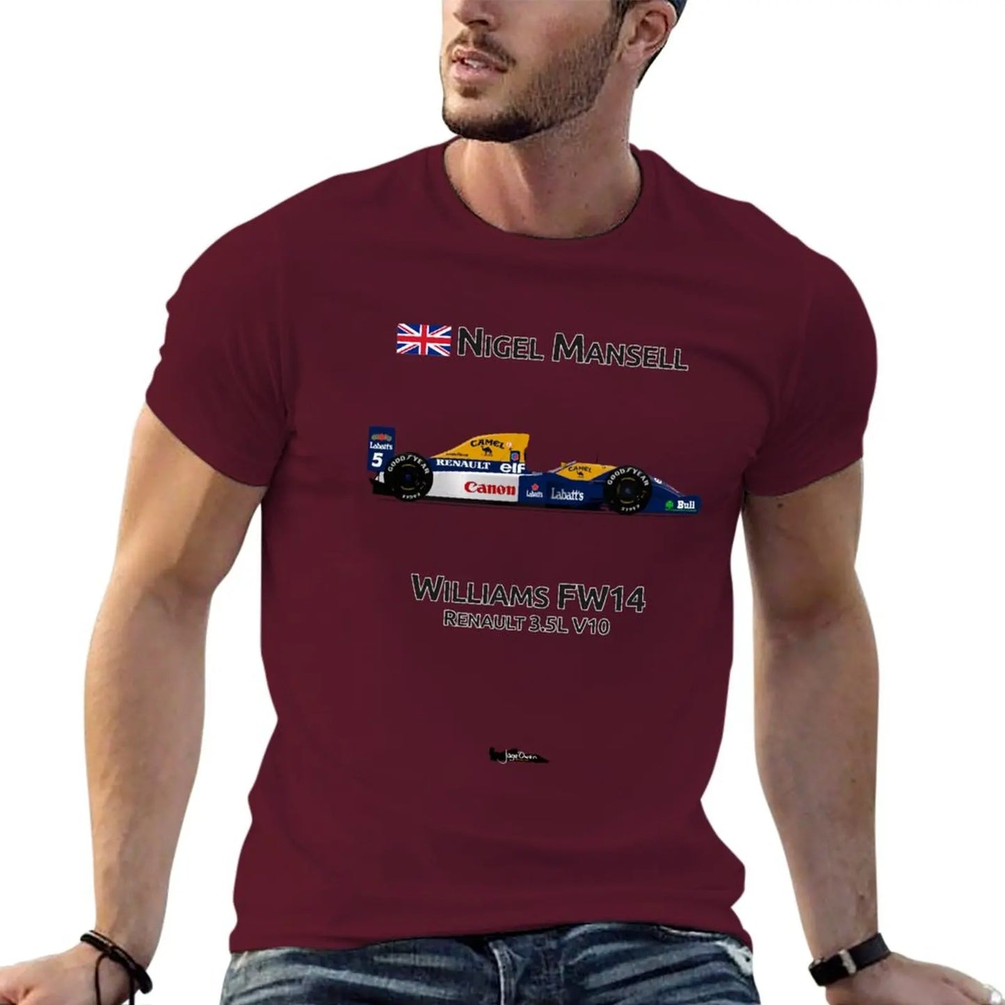 Nigel Mansell - Williams FW14 T-Shirt heavyweight t shirts oversized t shirt big and tall t shirts for men