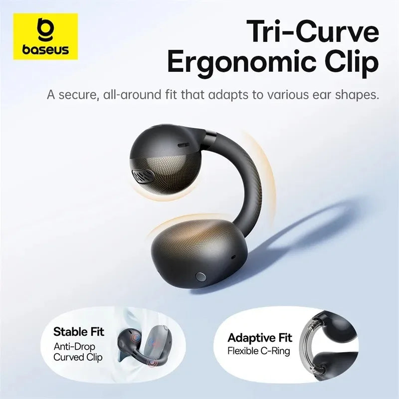 Baseus BC1 Earphones OWS Ear Clip Wireless Bluetooth 6.0 Headphones 4 Mic Call Noise Reduction Earbuds Low Latency Gamer Headset