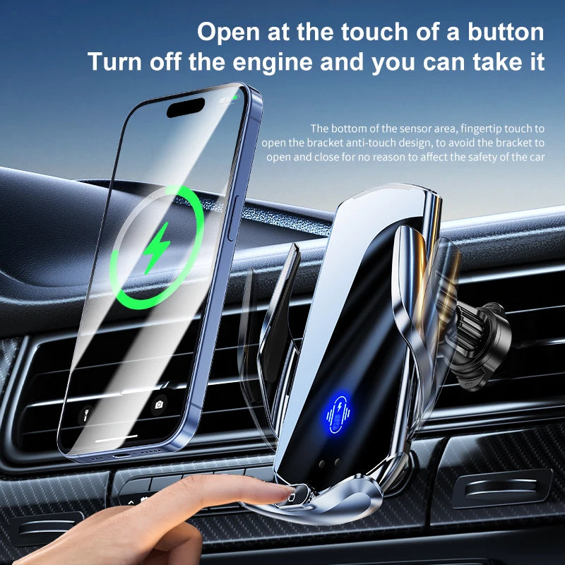 Universal All Mobile Phone Charging Car Phone Holder Wireless Charger Automatic Car Cell Phone Holder Vent Clip Accessories