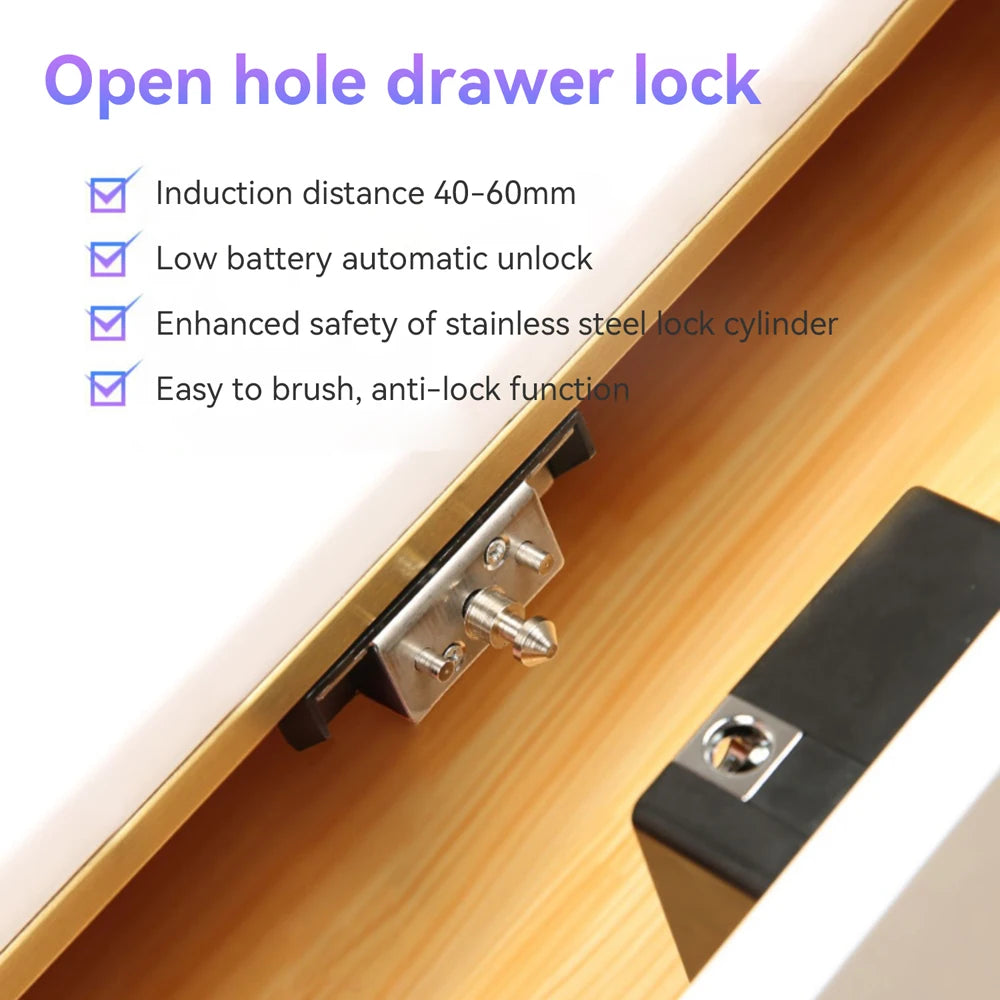 Smart Home Drawer Electronic Lock Hidden DIY Wooden Cabinet Smart Door Lock IC Card Sensor TTLOCK APP Unlock Security Protection
