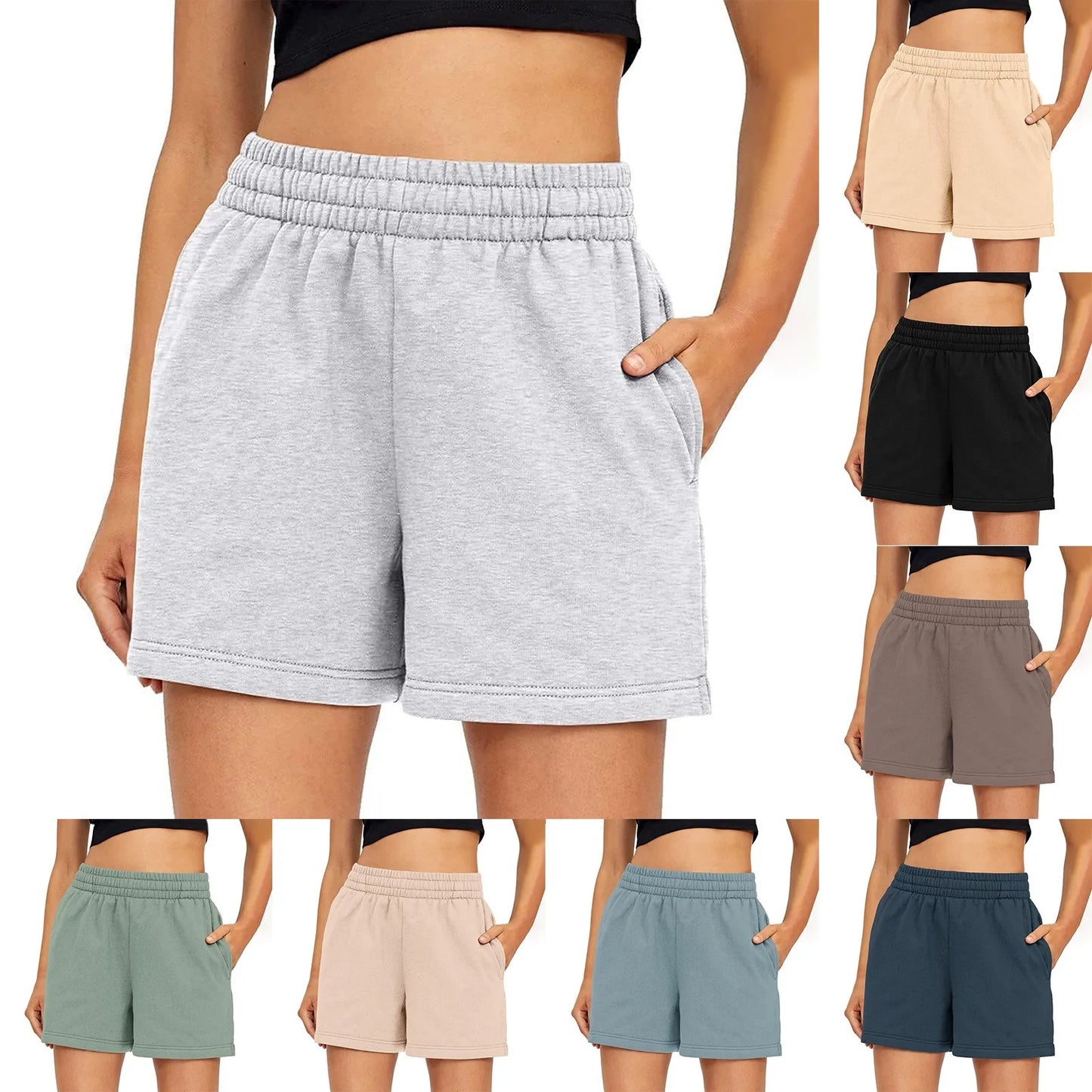Women's Shorts Casual Summer Comfy Elastic High Waist Running Shorts With Pockets pantalones de mujer 바지 2024 한국인 후기 많은 옷