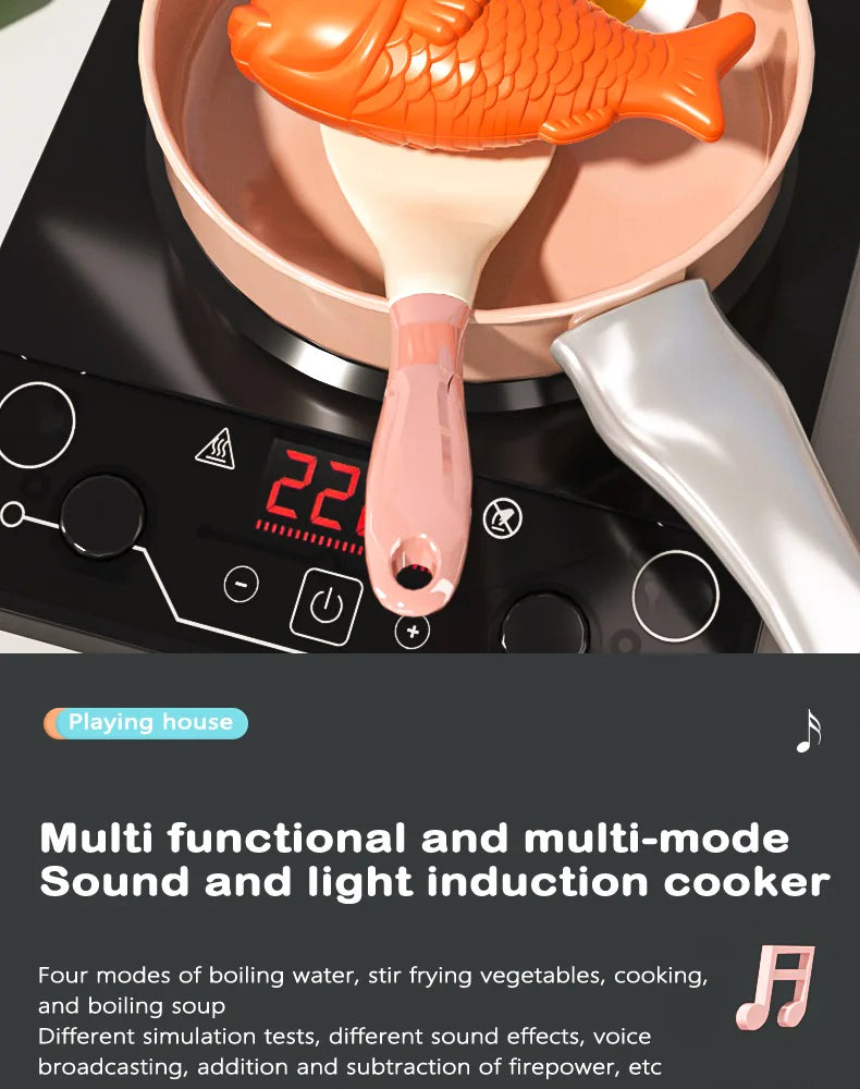 Kids Kitchen Toy Accessories, Pretend Cooking Playset with Play Pots and Pans, Utensils Cookware Toys, Play Food Set, Toy Veget