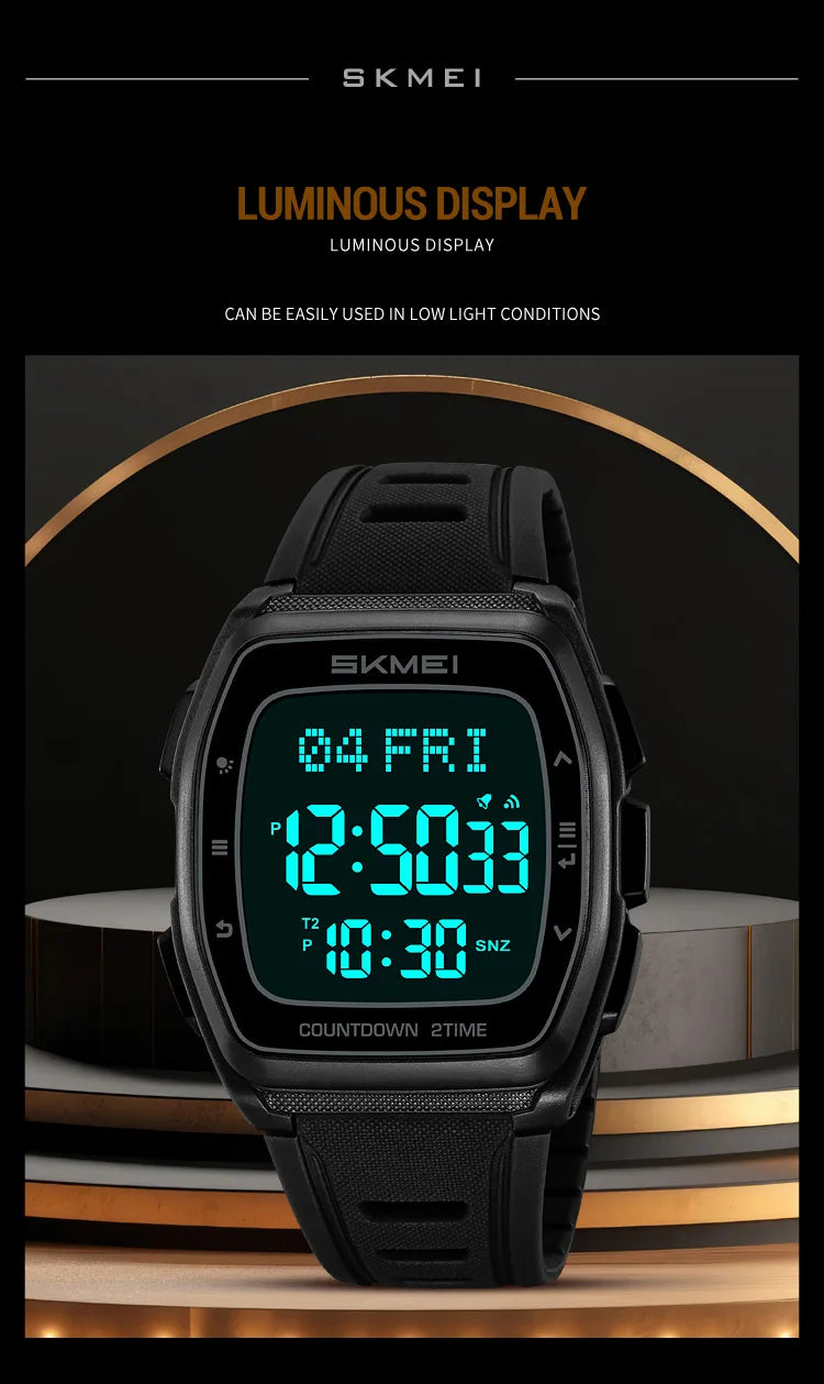 SKMEI 2441 LED Display Electronic Mens Wristwatches Waterproof Countdown Sport Watch for Men Military Digital Clock Reloj Hombre