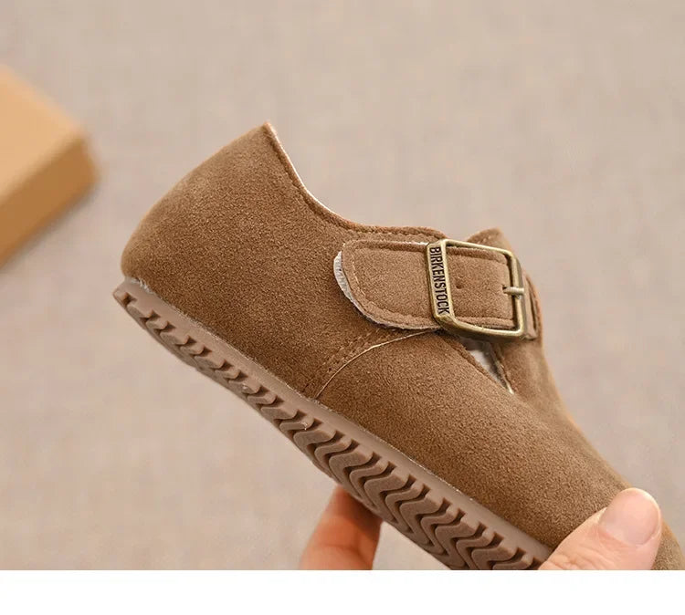 Children Flat Shoes Suede for Winter Kids Moccasins Non-slip Soft Sole 2024 Brand New Boys Girls Leather Shoes Warm Retro Trendy