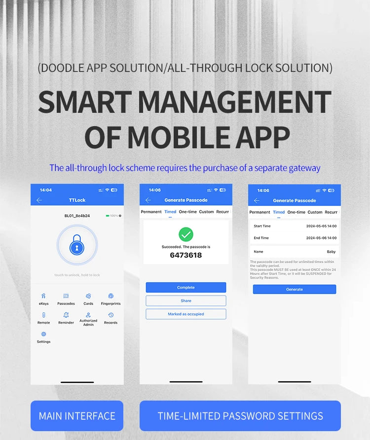 Smart TUYA Fingerprint Door Lock App Remote Control Keyless Bluetooth Digital Touchscreen Lock NFC Waterproof With Card And Key