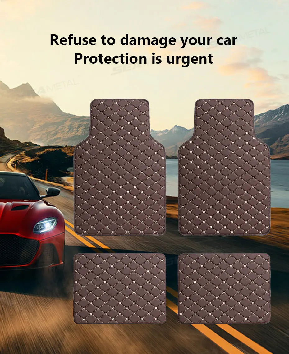 SEAMETAL 4Pcs Car Floor Mat Full Set Universal Non-Slip Auto Carpet Waterproof All-Weather Car Mat Anti Scratch Cargo Liner