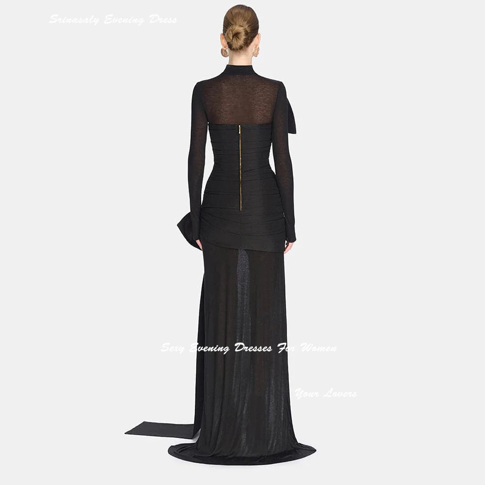 Customized Evening Dresses For Sexy Women 3D Bow Ruched Cocktail Party Gowns Full Sleeves Corset Prom Dress Mermaid Gown