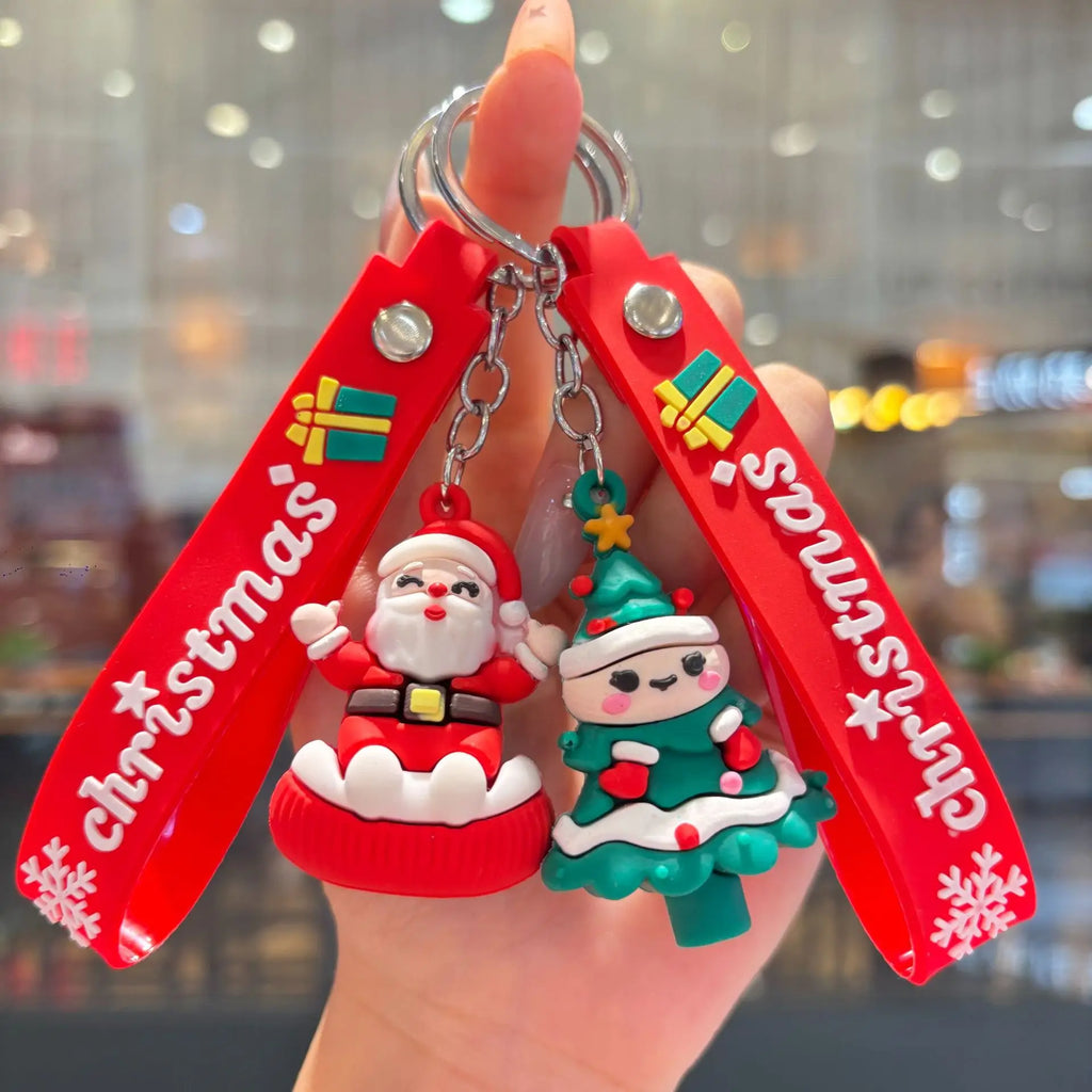 Christmas Gift 2025 Cute Santa Keychain Cartoon Pendant for Bag Car Keys Decor Stocking Stuffer for Kids Children Daughter Son