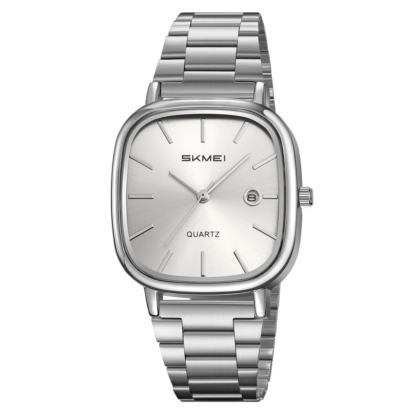 SKMEI Men's Quartz Watch Retro Square Zinc Alloy Case Gold Stainless Steel Band, 30M Water Resistance Time & Date Functions 2551