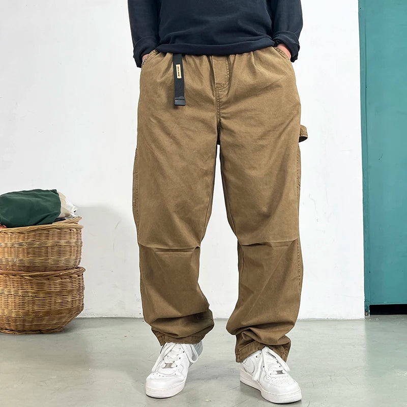 American High Quality Vintage Plus Size Cargo Men Pants Streetwear Baggy Casual Pants Harajuku Trend Straight-Leg Trousers Male