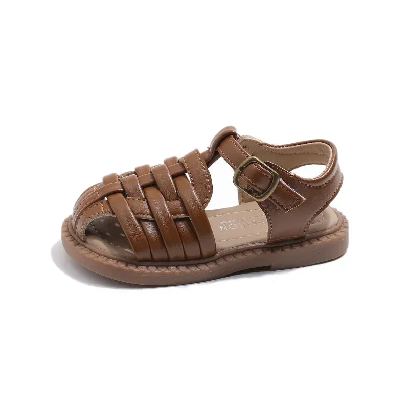 Kids Sandals 2025 Summer Sandals for Boy Fashion Children Cut-Outs Beach Shoes Braided Style Causal Walking Flat Sandals