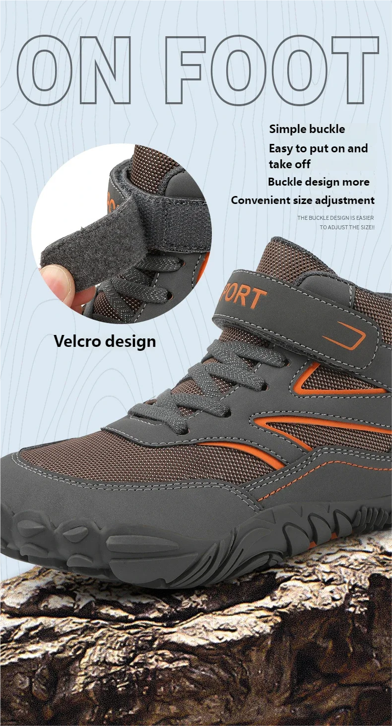 Kids Hiking Shoes Wide-toe High-top Autumn Winter Barefoot Wading Shoes Boys Girls Non-slip Stream Tracing Beach Sneakers