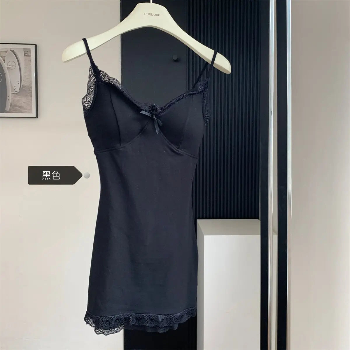 Sleeveless Dresses for Women Sexy Lace Hot Female Bodycon Dress Korean Fashion Mini Vestidos with Chest Pad Inner Wear Clubwear