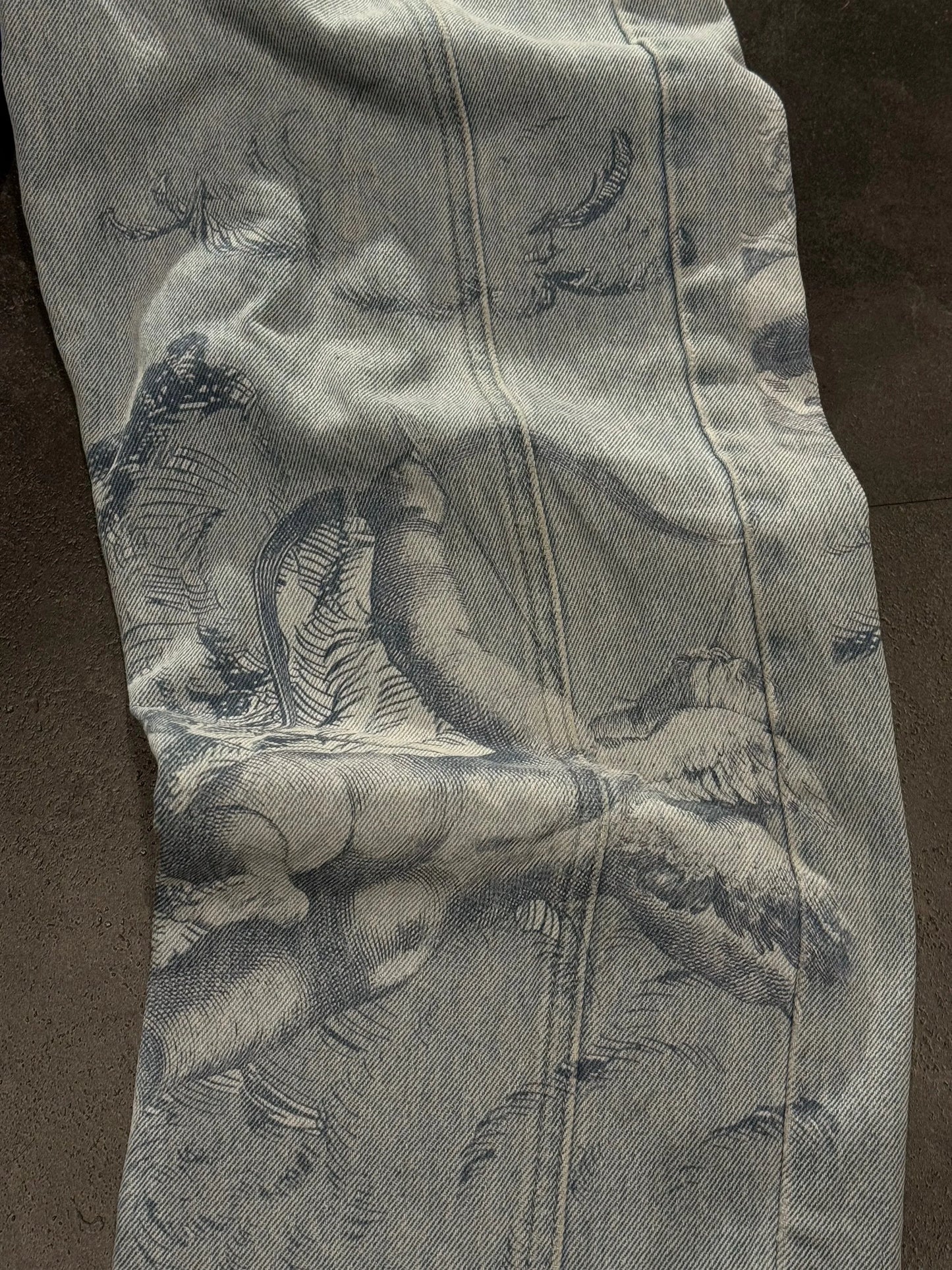 Y2k Retro Baggy Jeans Trendy Cupid Angel Pattern Men Women Pants American Hip Hop Streetwear Unisex Casual Straight Leg Jeans