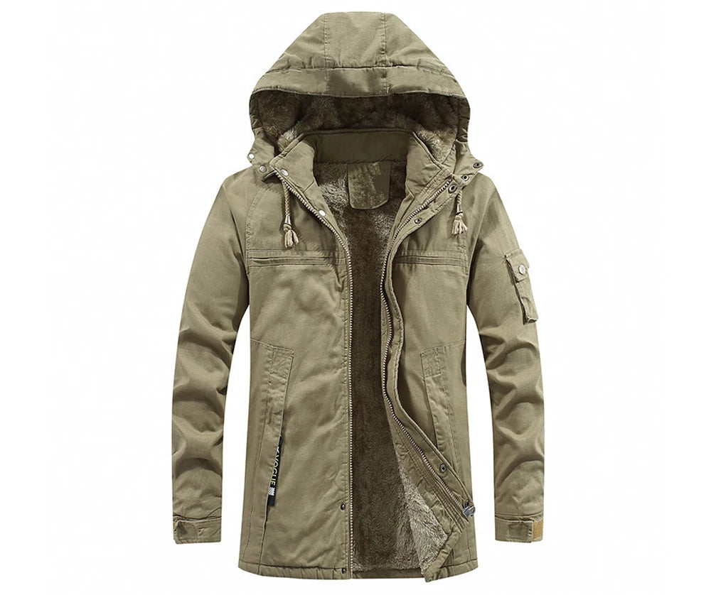 2025 Winter Men Jackets Fleece Warm Winbreaker Cotton padded Jackets Male Thicken Military Thermal Hooded jackets Clothing