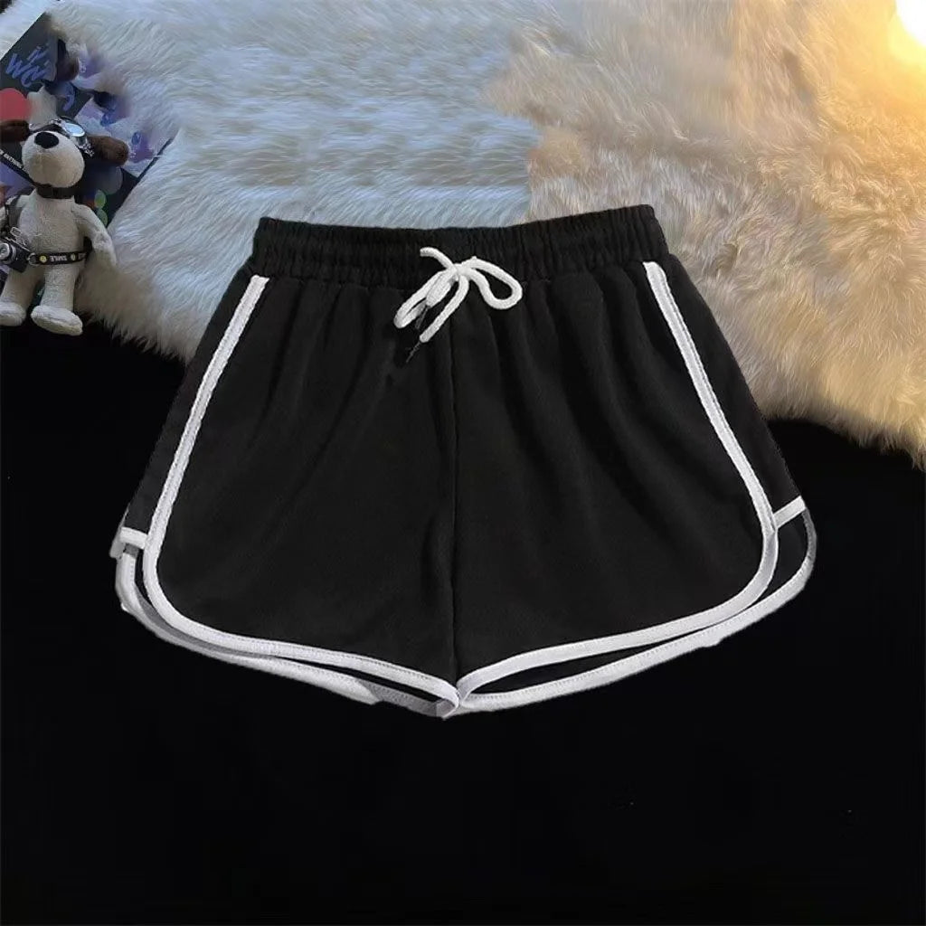 Women yoga Shorts Summer outer wear mid-waist casual loose straight pants lady stylish thin breathable wide leg gym short pants