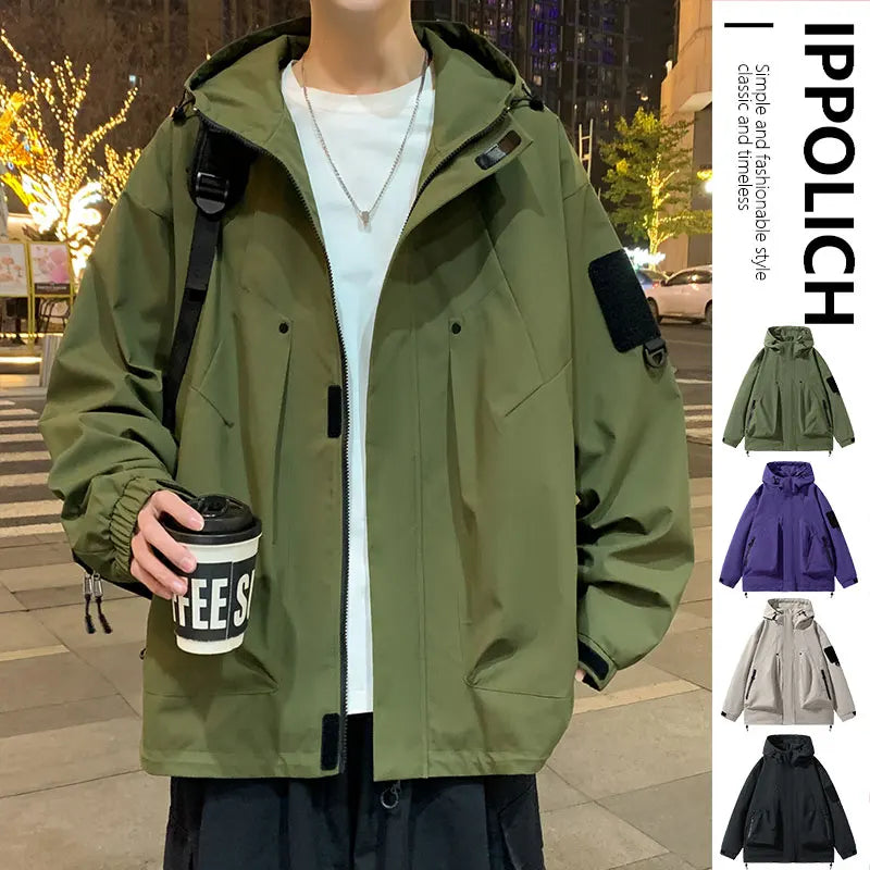 Spring Autumn Casual Jacket Fashion Hiking Men Jackets Men Outdoor Waterproof Windproof Camping Running Hooded Windbreaker Coats