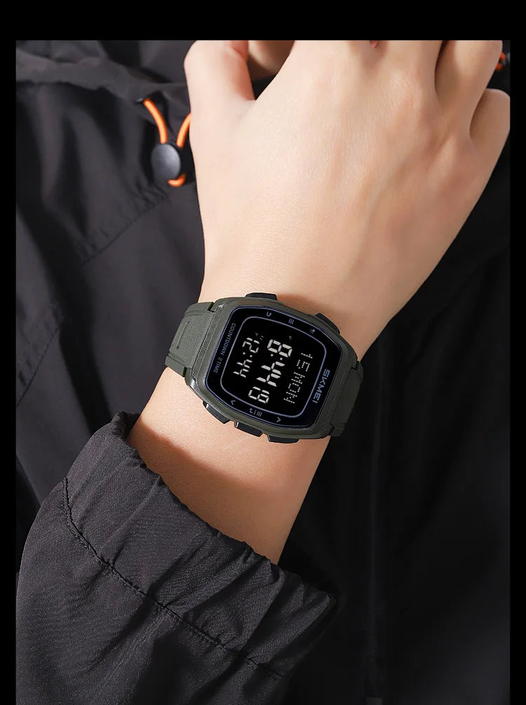 SKMEI 2441 LED Display Electronic Mens Wristwatches Waterproof Countdown Sport Watch for Men Military Digital Clock Reloj Hombre
