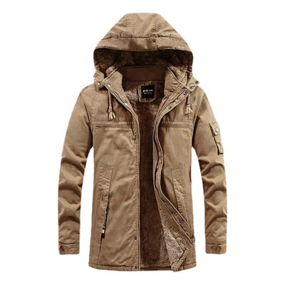 2025 Winter Men Jackets Fleece Warm Winbreaker Cotton padded Jackets Male Thicken Military Thermal Hooded jackets Clothing