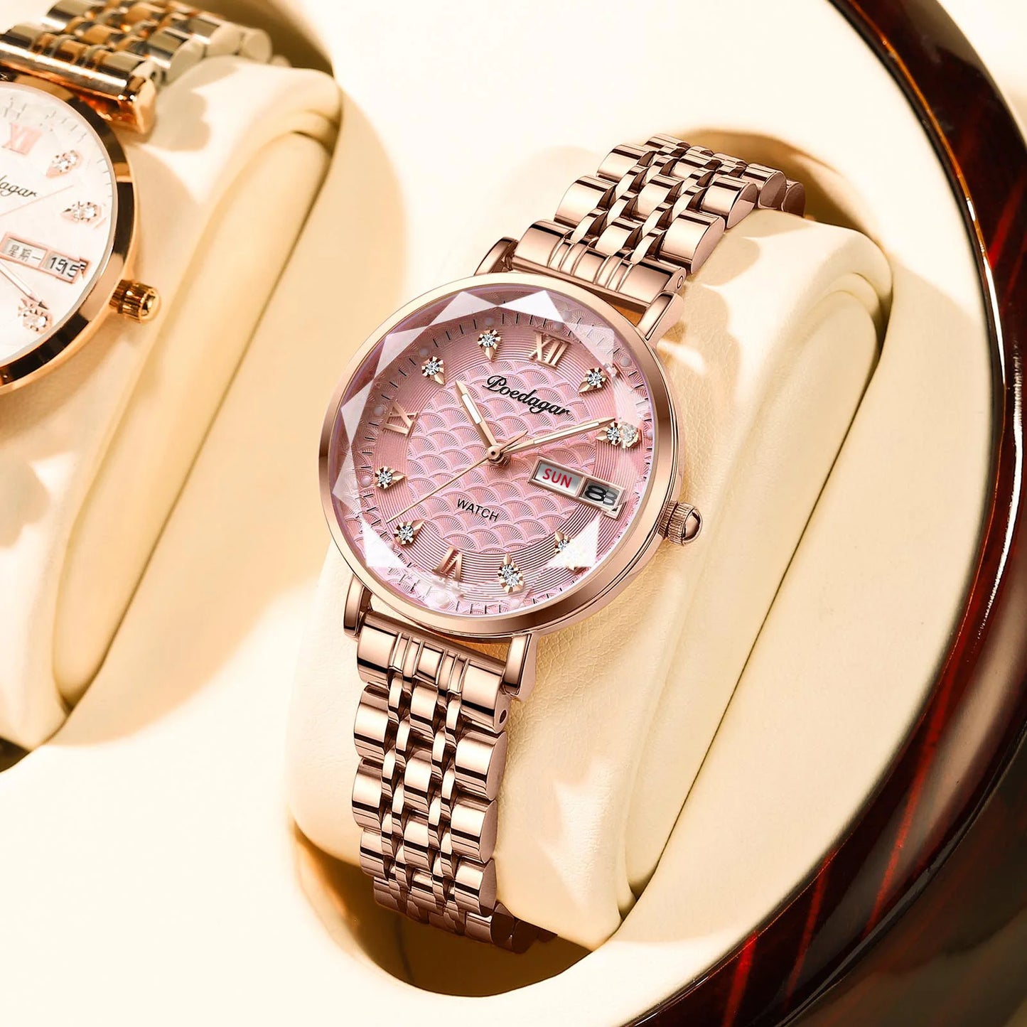 POEDAGAR Top Elegant Women's Watches Stainless Steel Date Week Woman Watch Waterproof Luminous Fashion Ladies Watch Quartz Reloj