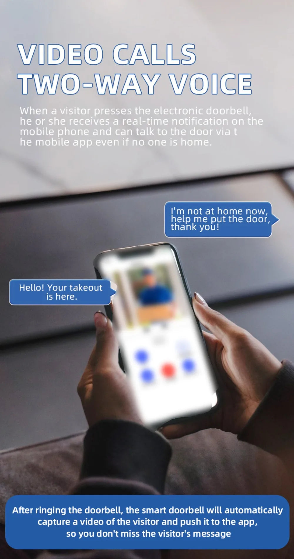 Waterproof Visual Intercom Doorbell Solar Power Wireless Front Door Camera HD Home Security Video Doorbell Outdoor Surveillance