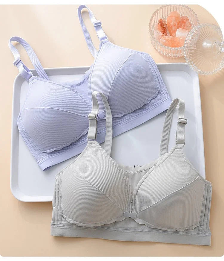Women Push Up Bra Prevent Sagging Wire Free Bras Breathable Pads Underwear Adjustable Bralette Wireless Gathered Brassiere
