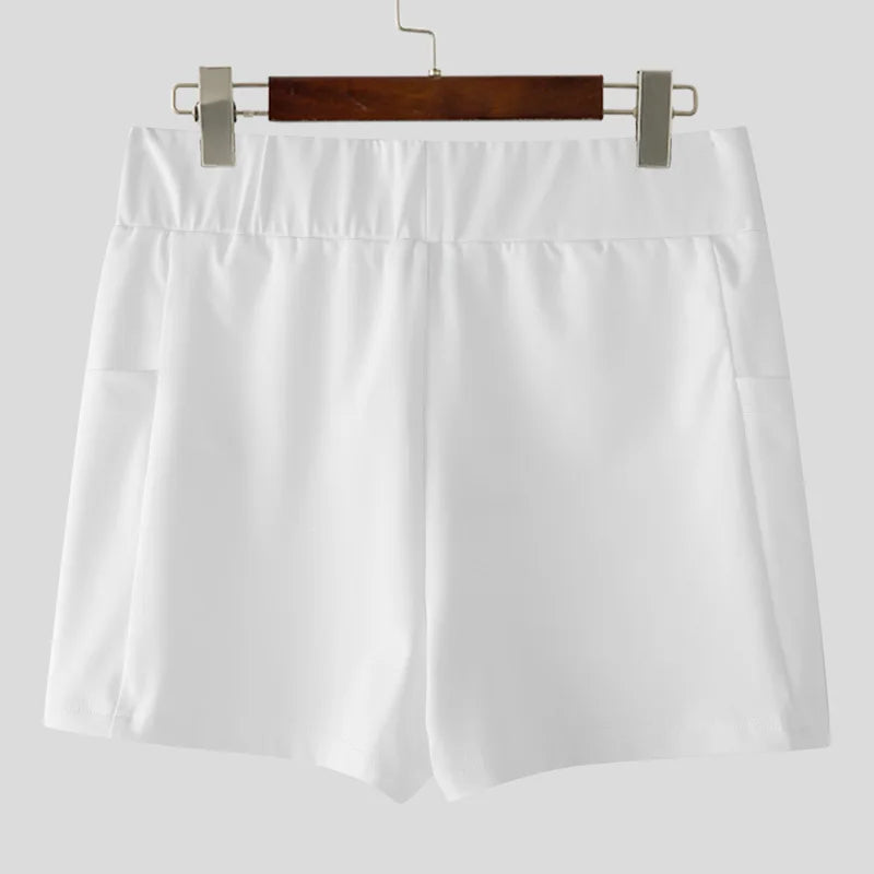 INCERUN Men Shorts Solid Color Elastic Waist Joggers Quick-dry Men Bottoms Streetwear Summer Workout 2025 Casual Male Shorts