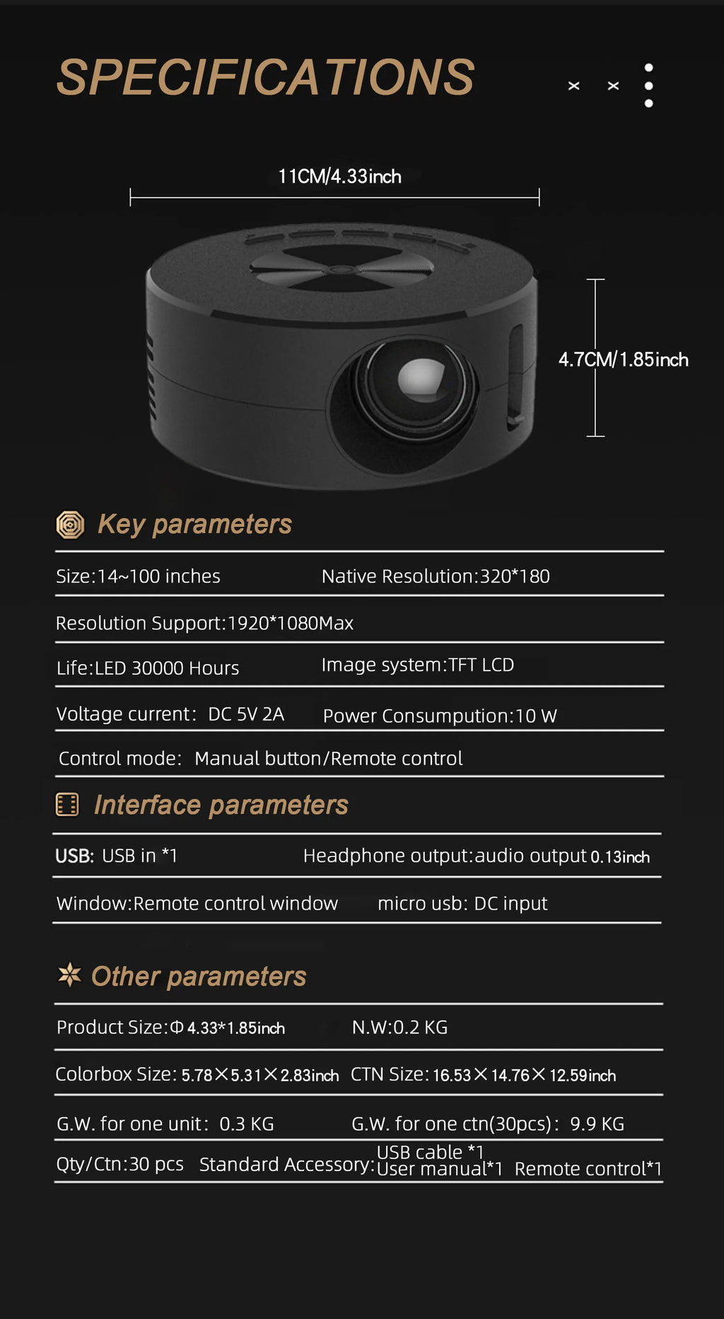 YT200 Mini Mobile Projector