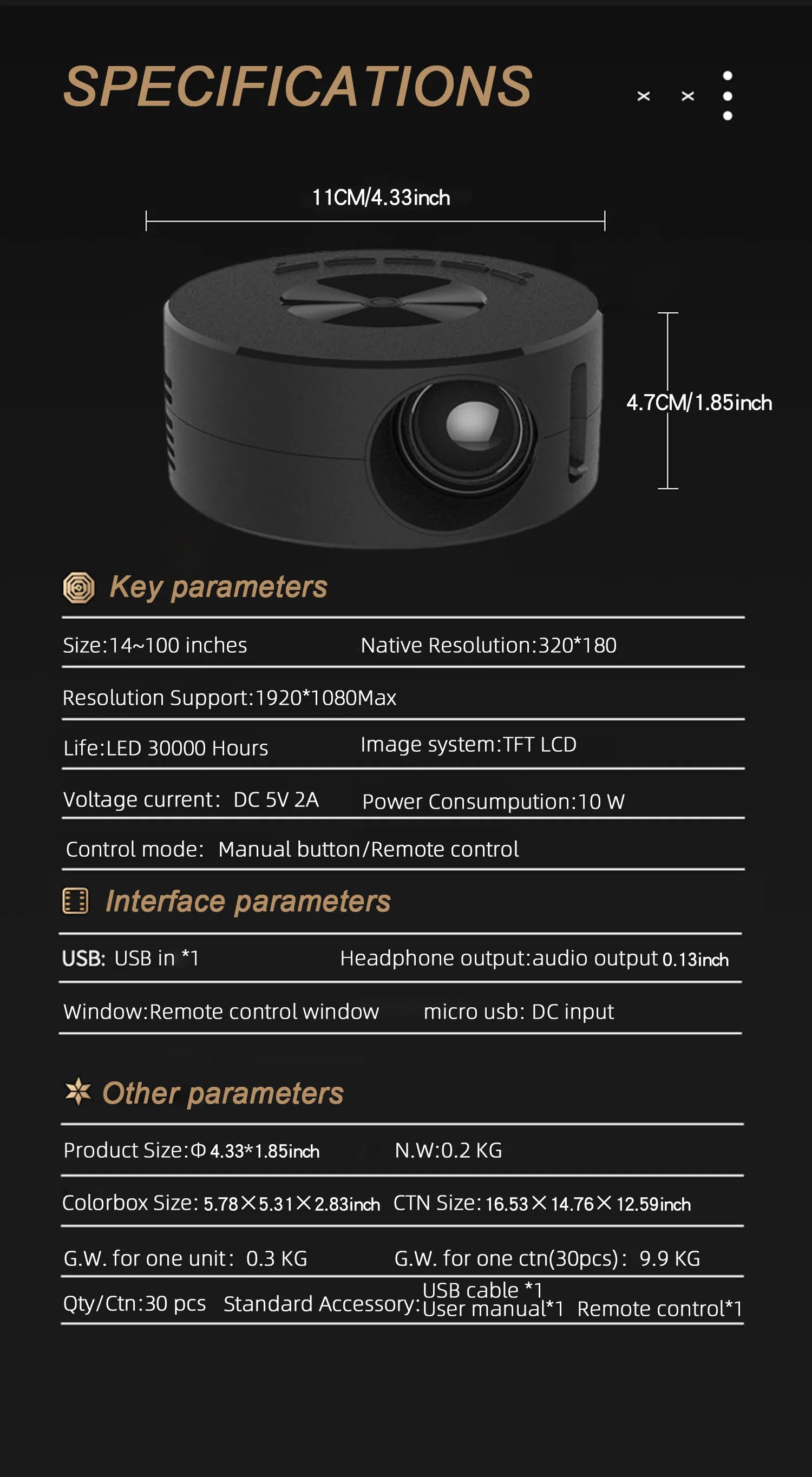YT200 Mini Mobile Projector
