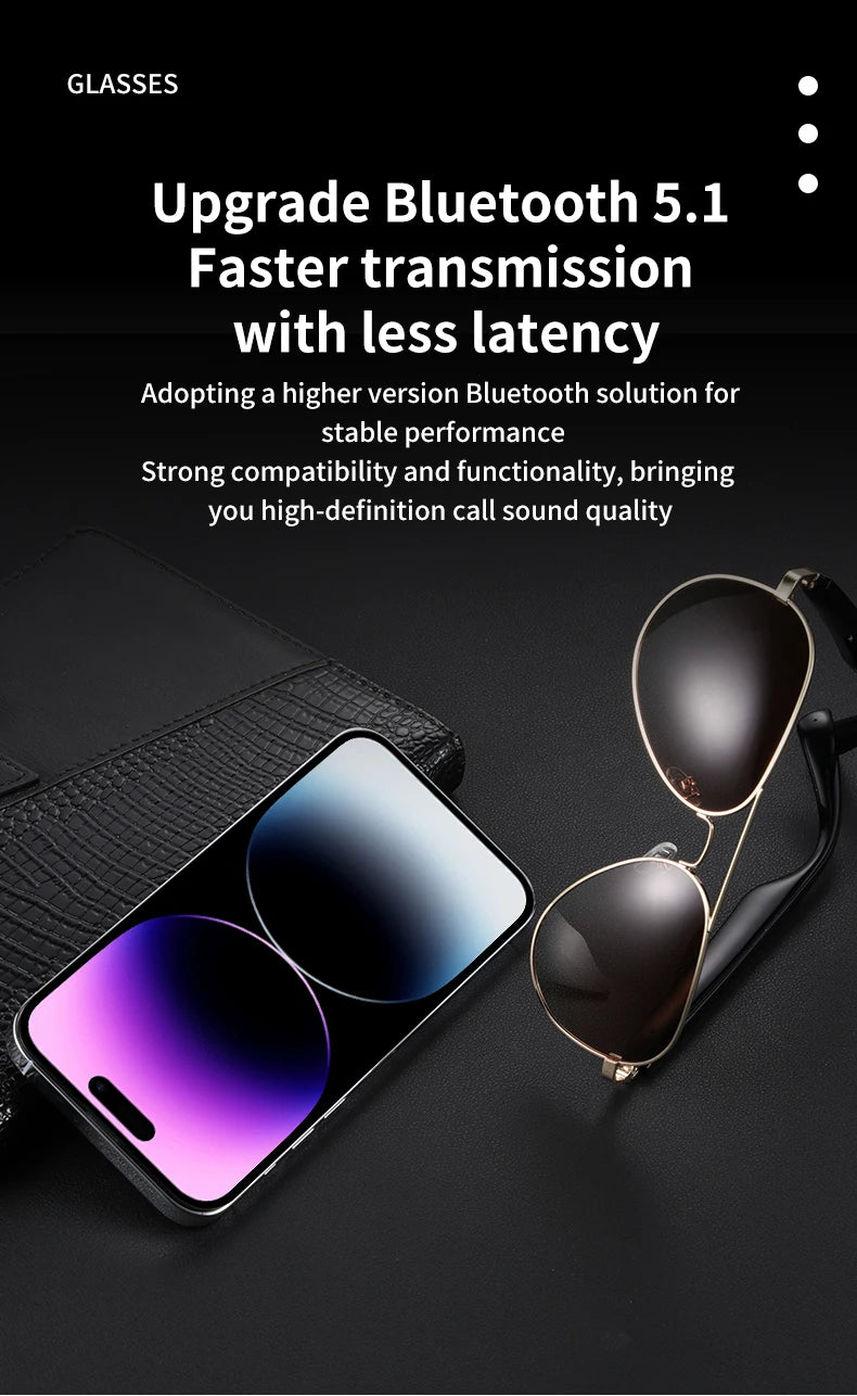 Smart Sunglasses Bluetooth glasses,Wireless HD UV Protective Lens Eyewear Waterproof Speaker,listen to songs, talk sunglasses