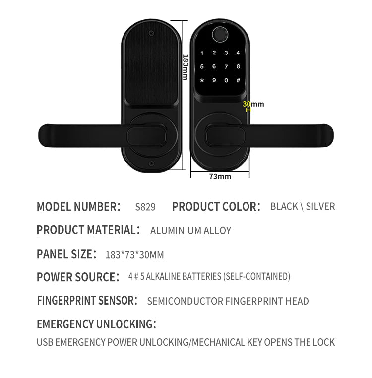 Smart TUYA Fingerprint Door Lock App Remote Control Keyless Bluetooth Digital Touchscreen Lock NFC Waterproof With Card And Key
