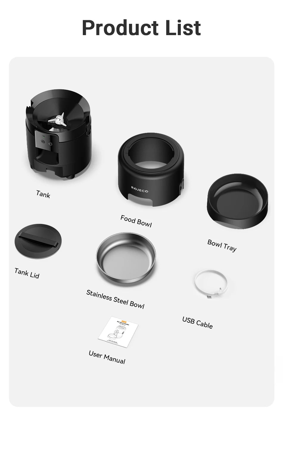 ROJECO 2L Automatic Pet Feeder Smart Cat Food Kibble Dispenser Wi-Fi App Remote Control Auto Dog Feeder For Cat Pet Accessories