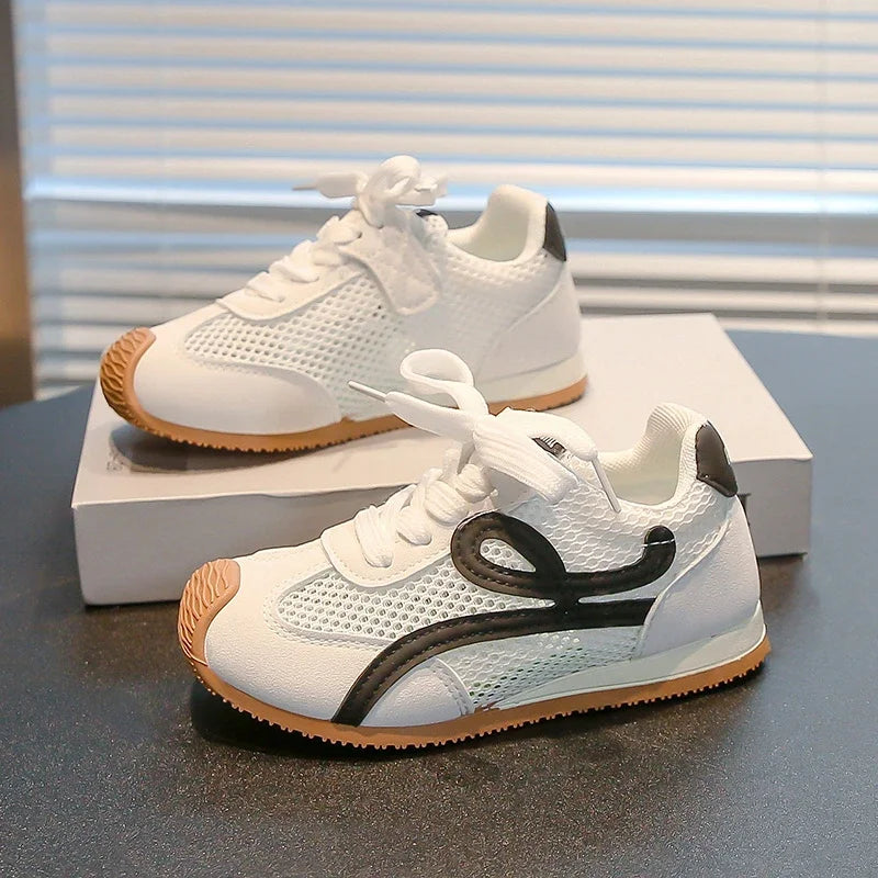 Children's Sneakers Four Seasons 3-18 Years Old Mesh Breathable Boys Girls Tennis Shoes Blue Hundred Non-slip Kids Single Shoes