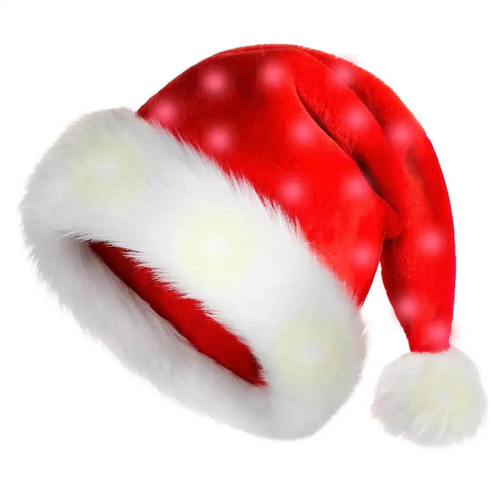 Christmas Hat Merry Christmas LED Light Hat New Year Ligthed Hat Red Santa Claus Hat for Kids Adult Xmas Gift Christmas decor