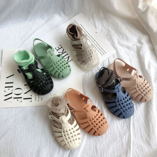Kids Shoes Summer Sandals Baby Girls Toddler Soft Non-slip Princess Shoes Kids Candy Jelly Beach Shoes Boys Casual Roman Sandals