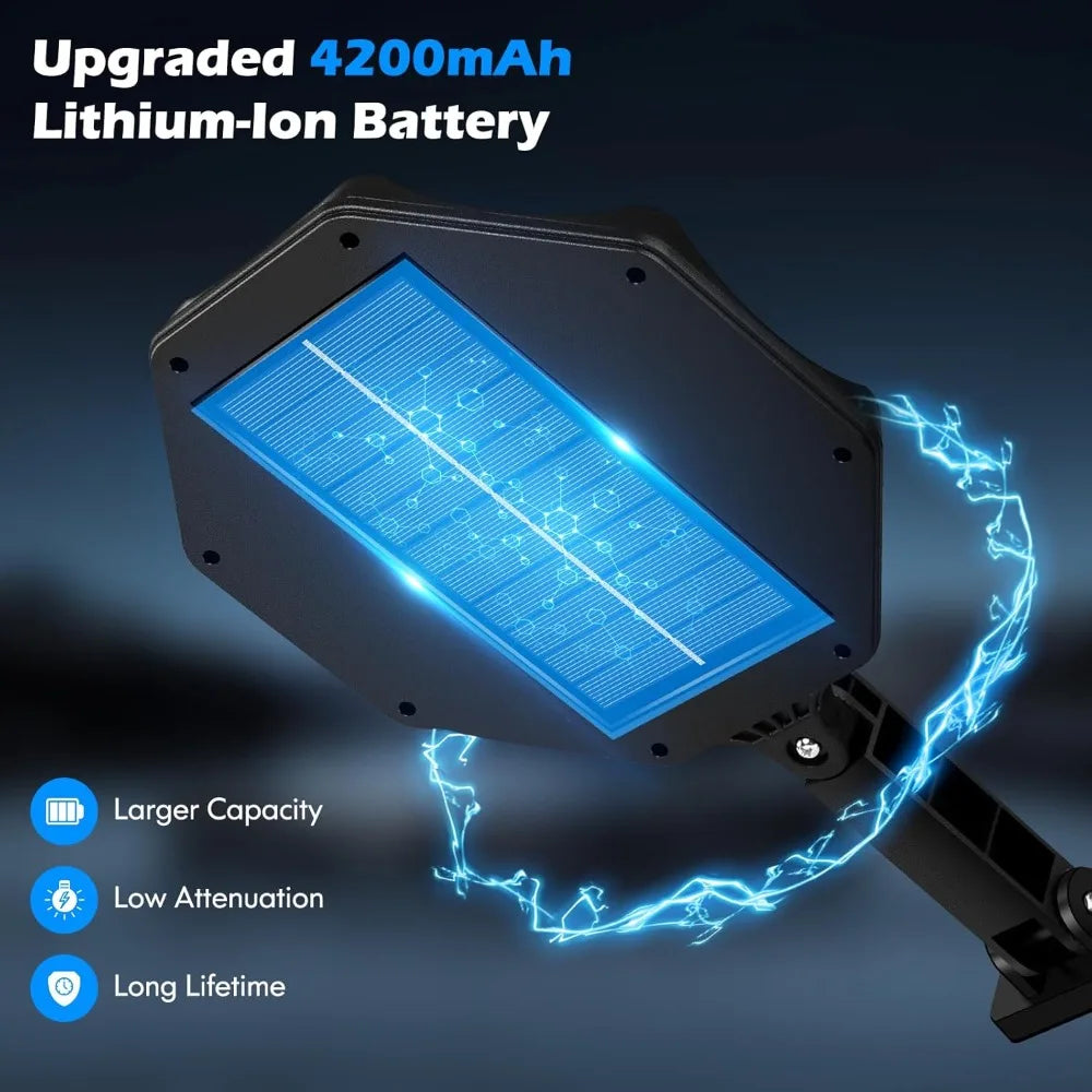 Solar Powered Street Light with Remote Motion Sensor Solar Outdoor Lights 6500K 168 LED Flood Lights for Outside Parking Yard