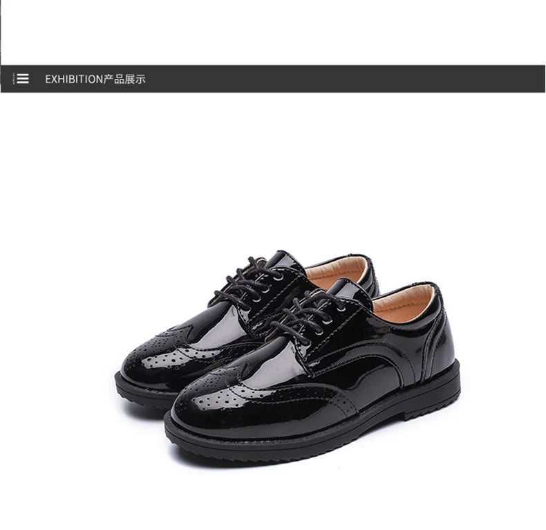 Kids Shoes For Boys Genuine Leather Shoes For Kids Wedding School Show Dress Flats Light Classic Black Children Loafer Moccasins